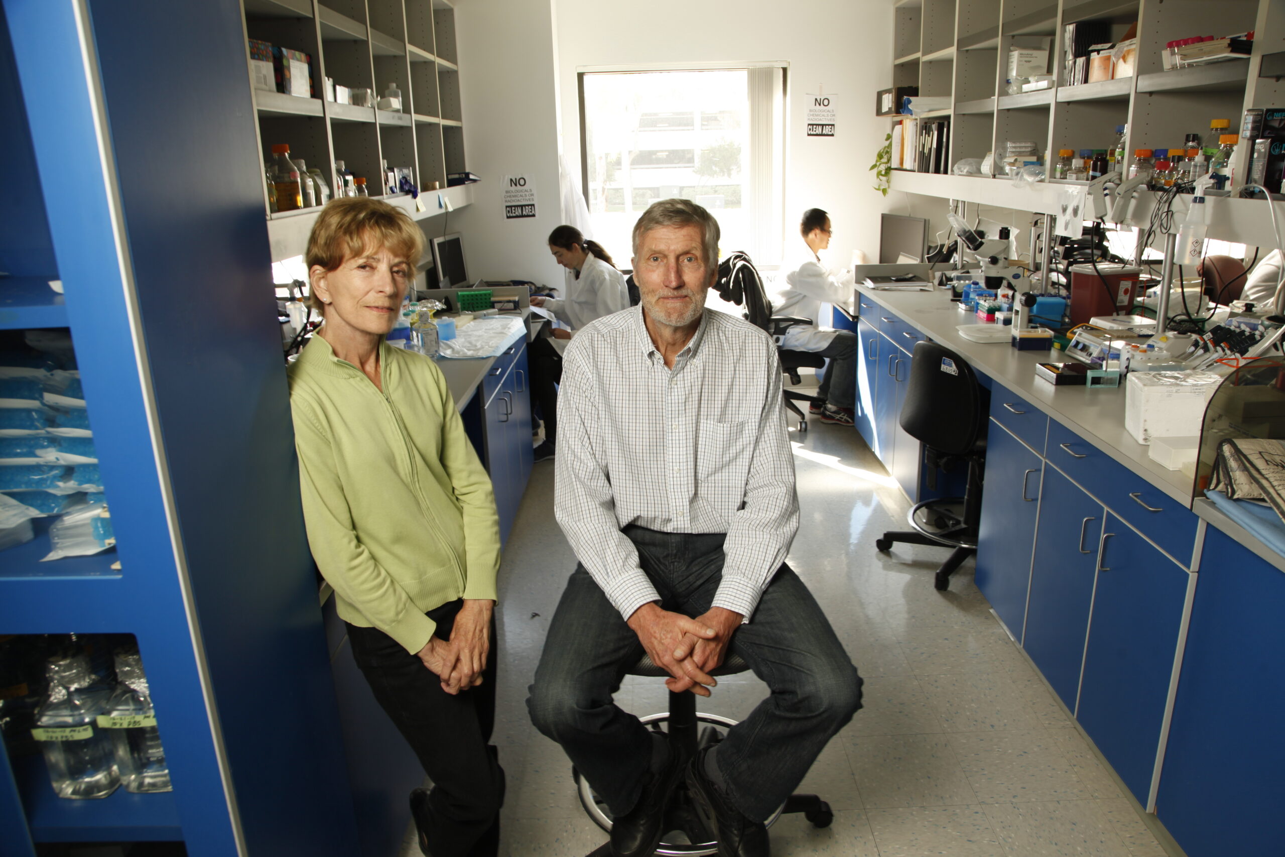 Eva Engvall and Erkki Ruoslahti at Sanford Burnham Prebys.